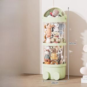 Younal Childrens Multi-layer Sorting Box Transparent Plush Toy Doll Storage Barrel Soft Snack Organizer Home Storage Tools