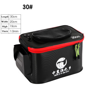 EVA for Live Fish Bucket with Side Pockets Zipper Collapsible Outdoor Water Tank Breathable Net Top Cover Fish Protection Bucket