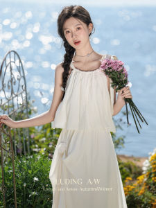 Slimming Effect French Style Belted Strap Dress plus Size Womens Clothing Spring New Arrival Casual Hollow out Midi Dress