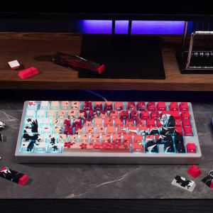 【Keycap Only】Sakura Raven Keycap Side engraved translucent Japanese Anime 131 Keys Cherry Profile PBT Sublimation Personalized keycaps For Cherry MX Switch Mechanical Keyboard RK61/Anne Pro 2/GK61 ﻿