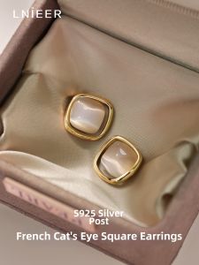 Lnieer | Pure 999 Silver Cats Eye Stone Earrings