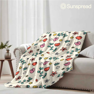 Beast Kingdom | Doodle Tulip Floral Soft Warm Flannel Blanket Lightweight Cozy Christmas Halloween Home Decor Room