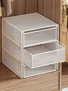 Encora Rak Laci Baju Closet Divider Organizer Storage Basket with Drawer Stackable Wardrobe Metal Storage Drawer