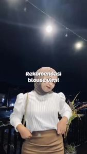 Blouse Knitt Puff Mix Satin: Kemeja Wanita Lengan Balon & Blouse Korea Style Terbaru