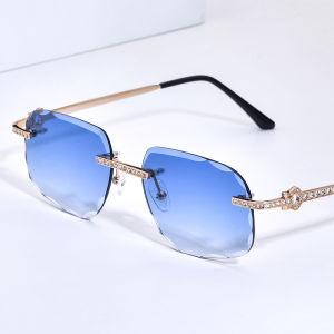 HEPIDEM Rimless Sunglasses Women Luxury Brand Designer Diamond Frameless Oversize Square Sun Glasses for Men Gradient Nylon Lens 50267T
