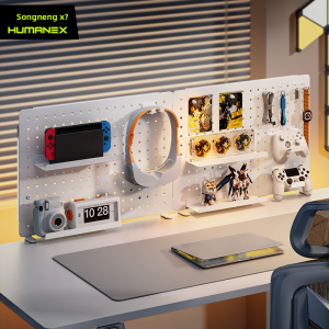 HumaneX | White Metal Hole Board Free-standing Shelving Unit