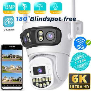 BESDER 15MP 6K PTZ Wifi Camera Three Lens Security Protection Night Vision Outdoor IP Camera CCTV Surveillance Monitor O-KAM Pro