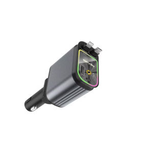 ที่ชาร์จแบตในรถ 4 in 1 พร้อม Spotlight Starry Sky ที่ชาร์จแบตในรถแบบพับเก็บได้พร้อมสายชาร์จและ 2 พอร์ตชาร์จ Universal Car Charger