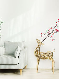 Handmade Wooden Deer Sculpture Home Decorative Accessories Lighting Nordic Style Living Room Hotel Villa Creative Standing Ornament