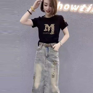 Stylish Pure Cotton Short Sleeve Womens T-shirt Summer New Arrival Versatile Fashionable Korean Style Commute Suitable for Ages 25-29