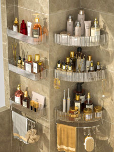 Bathroom Storage Rack Punch-Free Bathroom Corner Triangle Wall Towel Rack Single Shelf Toilet Sink Wall Hanging