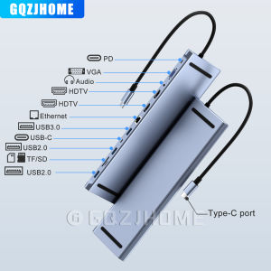 MST USB C Laptop Docking Station with USB Ports Dual 4K HDTV VGA 3.5 Audio PD 100W SD TF Ethernet Laptop for MacBook Dell XPS