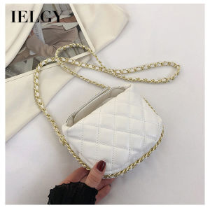 IELGY Casual Fashion Korean Version Mini Chain Female Bag Diamond Classy One-Shoulder Simple Cross-Body Bag