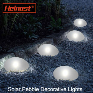 Solar Pebble Decor Lights – 4 LEDs Warm/White Light Landscape Lantern for Patio Path/Pool Indoor/Outdoor Wedding & Garden Deco