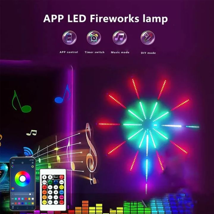 ĐÈN LED PHÁO HOA ĐỔI MÀU TRANG TRÍ THÔNG MINH USB BLUETOOTH ĐIỀU KHIỂN ...