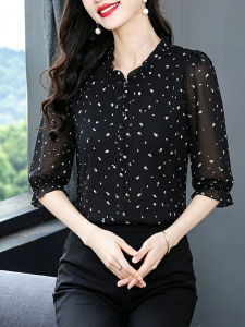 DAIXIANGFEIZI | Floral Chiffon Womens Blouse 2026 Year New Style Spring Summer Autumn