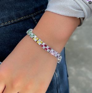 Sequito phụ nữ tinh tế trang sức đeo cổ tay Inlay đầy màu sắc AAA Vòng tay Cubic Zirconia trang phục đồ trang sức B395