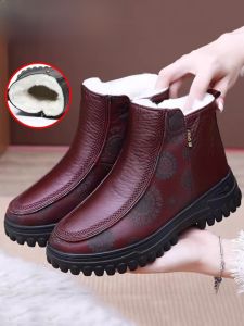 SHIPAILUO | Womens Winter Fleece Lined Wool Snow Boots Anti-slip Warmth Comfortable Cotton Shoes For Middle-Aged And Elderly Mothers