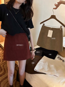 Retro Corduroy High Waist Mini Skirt Womens Anti-Light Korean Style A-Line Short Skirt Slimming Effect Autumn Fashion