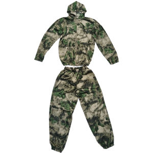Outdoor Grid Tactical Set Summer Mesh Breathable Hoodie Camping Travel Lightweight Hooded Jacket & Pants Men Hunting Suit