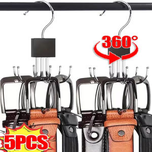 5pcs 360 Rotatable Metal Clothes Multifunctional Belt Hanger 6 Claw Hooks Hangers Closet Wardrobe Hanging Scarf Storage Organizer