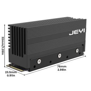 JEYI M.2 2280 SSD Heatsink NVMe NGFF Heavy Duty Full Aluminum Convective Heat Sink Passive Cooler with Fins 35℃ Decrease Max