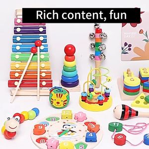 Baby Early Education Toys Mini Beaded Beads for Babies and Toddlers Montessori Building Block Set Pillar Knocking Qin Twist Worm puzzle gift