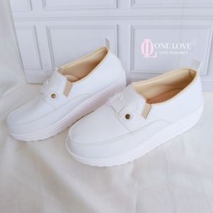 one love Tiffany sepatu wedges wanita sol TPR putih sepatu sneakers kasual trendy