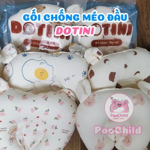 Gối cho bé sơ sinh chống bẹp đầu PooChild gối lõm chống méo đầu xô muslin gối nằm em bé cao cấp
