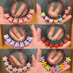 2/4Pcs Children Y2k Star Colorful Hair Comb Broken Headband Hair Clips Bunny Heart Cute Headdress Princess Girls Hair Accessorie