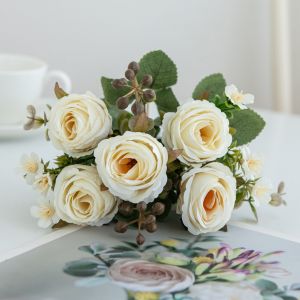 1pcs Artificial Flower Rose for Autumn Gift Party Festival Wedding Bridal Bouquet Indoor Home Office Outdoor Garden Decoration