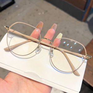 Anti Radiation Blue Light Glasses Frame Metal Nearsighted Finished Myopia Glasses Computer Eyeglasses Transparent (Khaki/White/Black)