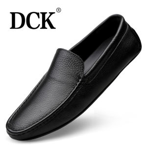 DCK Flagship Store Mens Bean Shoes Genuine Leather Soft Bottom Casual Shoes Spring Autumn Seasonal Mens Footwear