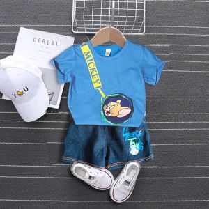 Setelan Celana Jeans Anak Laki Laki Import Stelan Anak Cowok Set Kaos Dan Celana Pendek Anak Laki Laki Usia 1-4Tahun