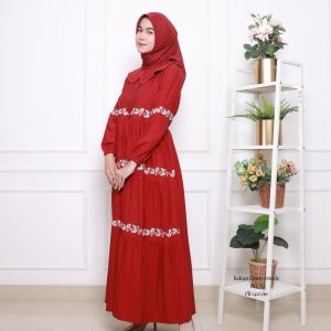 COD-GAMIS BORDIR TERBARU BAHAN LINEN CRINGKEL-GAMIS WANITA TERBARU APLIKASI BORDIR BUNGA
