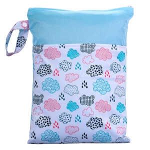BIAI Beautiful Pattern Polyester Baby Waterproof Swimsuit Bag Double Pocket Baby Diaper Dry Mini Wet Bag Diaper Nappy Bag 25*35