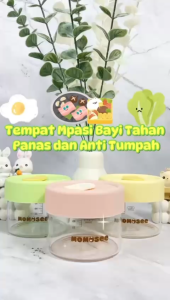 Glass Baby Food Container 240ML Tempat Wadah Mpasi Kaca Bayi Anti Tumpah Tahan Panas BPA Free CJ24