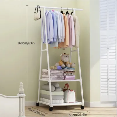 Simple Clothes Hanger Hat Rack Floor Mounted Clothes Rack Triangular Folding Bedroom Household Indoor Hanging Bag Clothes