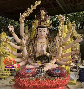 Maha Cundi Bodhisattva Quasi-Callose Guanyin Seven-Fold Callose Statue Resin Fiberglass Wood Carving Cast Copper Painted Gilded Ornaments