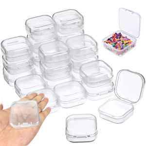 30/6Pcs Mini Square Transparent Plastic Box Beads Jewelry Storage Case Finishing Container Small Boxes