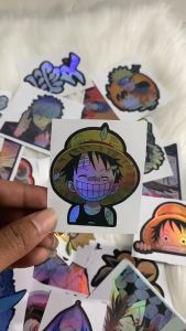 Stiker Hologram Anime Luffy Kecil One piece ukuran 6 cm