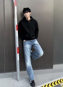 American High Street Cleanfit Mens Jeans Black Grey Washed Micro Flared Straight Casual Long Trousers Youth Fashion
