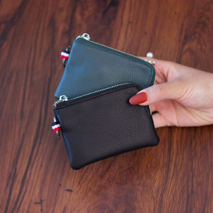 Miniature Genuine Leather Zipper Wallet Compact Coin Key Holder Stylish Compact Size for Men And Women High End Leather Goods