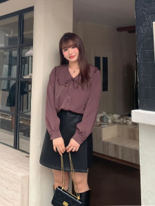 plus Size Womens Long Sleeve Shirt Loose Fit High Waist Button up Casual Style Autumn Winter Fashion for Heavy Girls