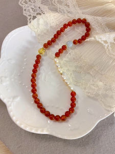Natural Red Agate Double Ring 925 Pure Silver Bracelet water Pearl Jade Lucky Charm Wealth Attraction New Year Hand Cord