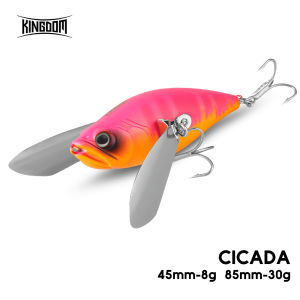 Kingdom Cicada Topwater Lures 45mm 8g 85mm 30g Floating Saltwater Bionic Insect With Metal Wings Hard Wobblers For Bass Fishing
