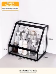 Glass Makeup Organizer Box for Lipsticks Lip Glazes Brushes