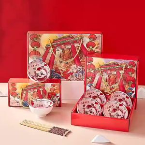 Set Mangkuk Sumpit Ceramic Hampers Imlek / Souvenir Mangkuk Chinese
