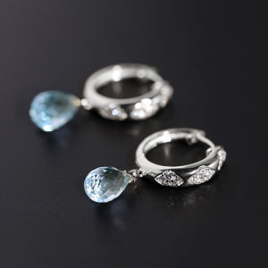 Blue Ocean Womens Sterling Silver Water Drop Colored Gems Topaz