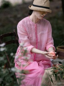 High-End Silk Pink Sun Protection Shirt Lightweight Black Stand Collar Long Sleeve Solid Color Chinese Style Loose Women Summer